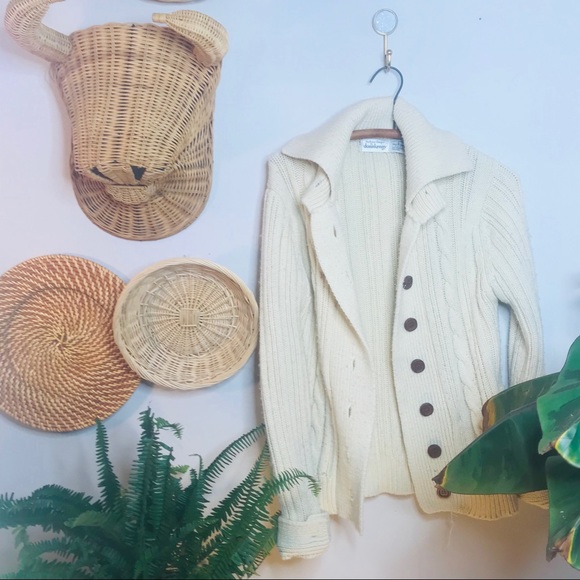 vtg retro 90s chunky knit grandpa button cardigan - Picture 6 of 6